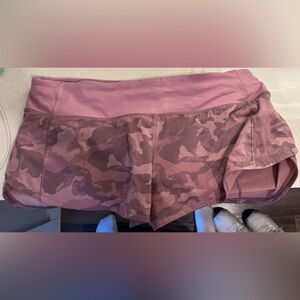 Lululemon Pink Camo Speed Up Shorts